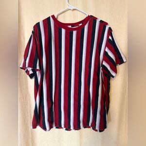 Original Use T-shirt,Men’s Size XL Striped Red, White,Purple,& Navy Blue T-shirt
